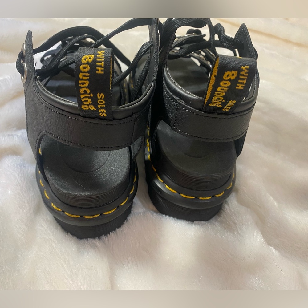 DR. Martens Black Blaire Hardware Leather Strappy Sandals - Picture 9 of 14
